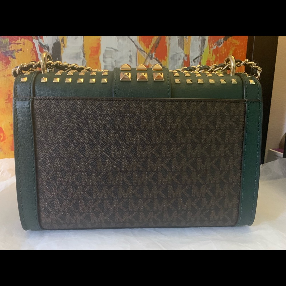 MK ROSE MEDIUM FLAP SHOULDER/CROSSBODY BAG IN RACING GREEN - Picture 5 of 5